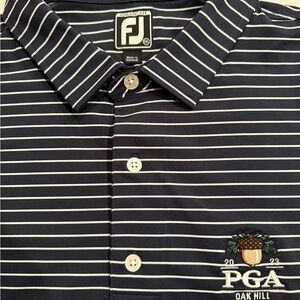 FootJoy Navy and White Striped Polo with PGA Logo ITEM SOLD!!!